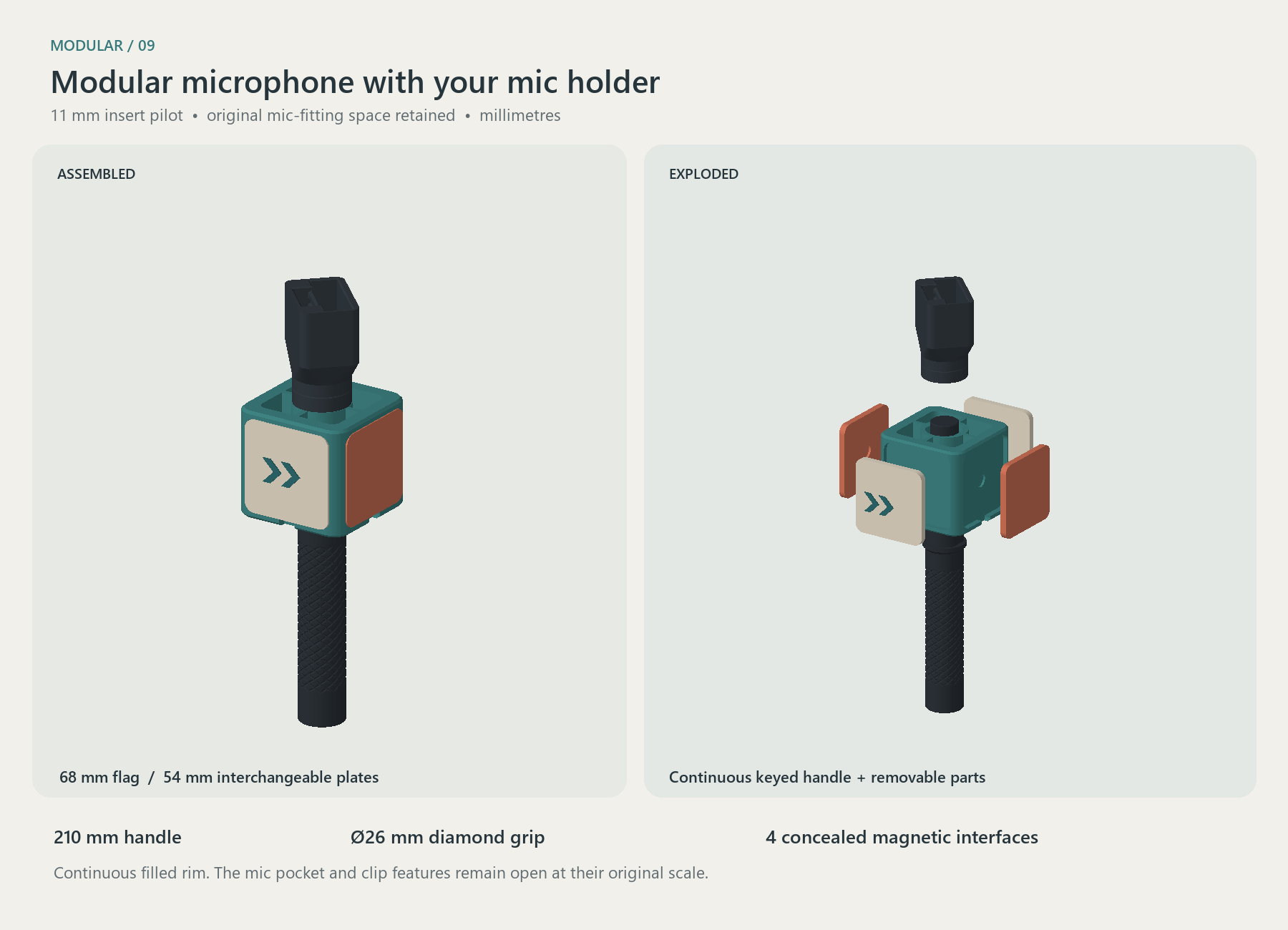 Modular microphone prop CAD concept